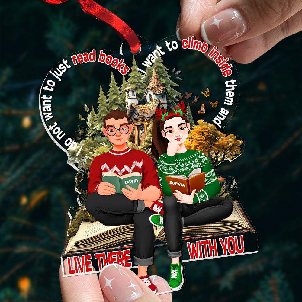 Custom Book Lover Couple Ornament | Personalized Christmas Decor | Valentine's Day Gifts Ornament PopCulturePrints