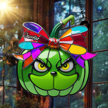 Load image into Gallery viewer, Customize Your Joy with a Green Pumpkin Suncatcher Ornament - Perfect Personalized Gift for Movie Fans Ornament PopCulturePrints
