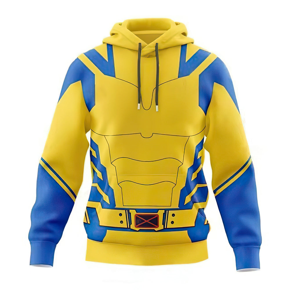 Dual Superhero Costume Hoodie - Wolverine and Deadpool Mashup