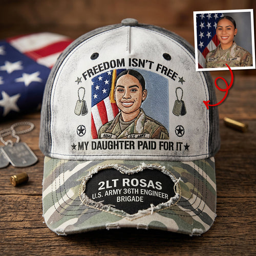 Freedom Isn't Free - Personalized Military Cap for Veteran Families Caps PopCulturePrints