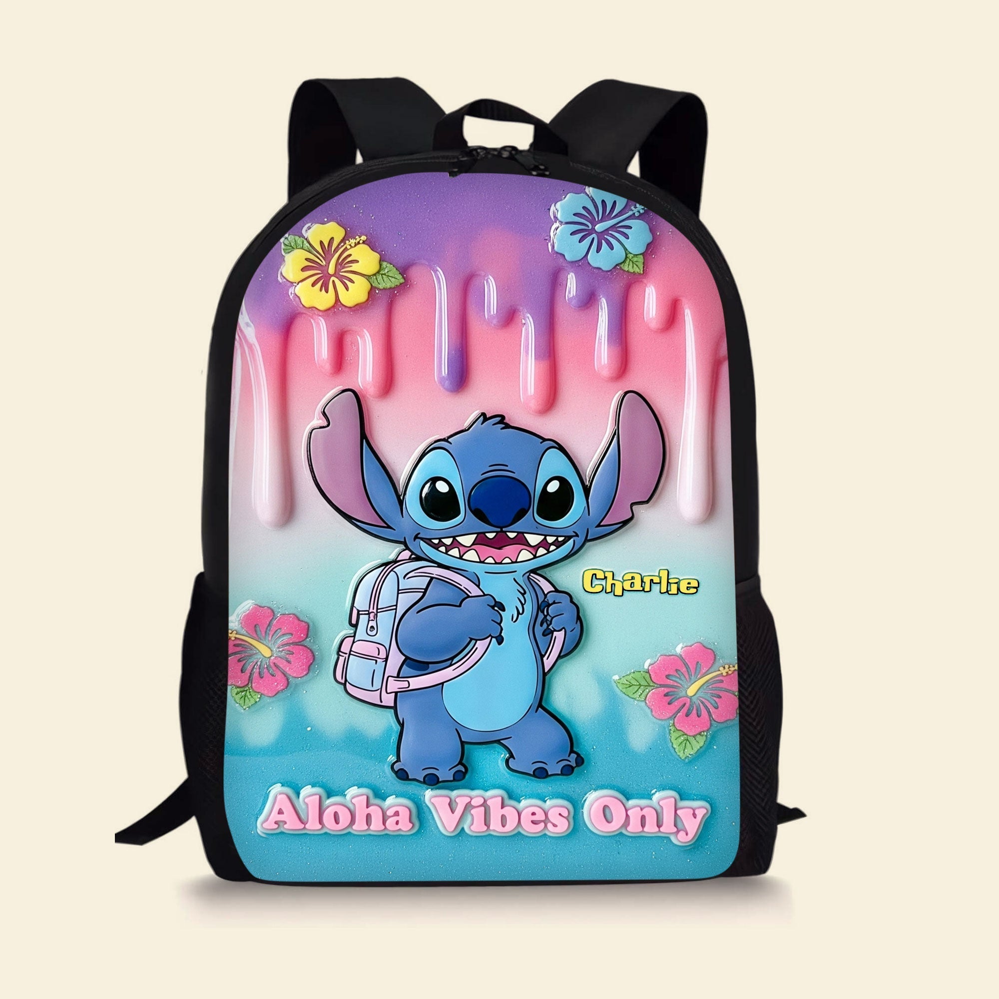 "Aloha Vibes Only! Let Your Style Shine - Personalized School Bag for Kids" Backpack PopCulturePrints