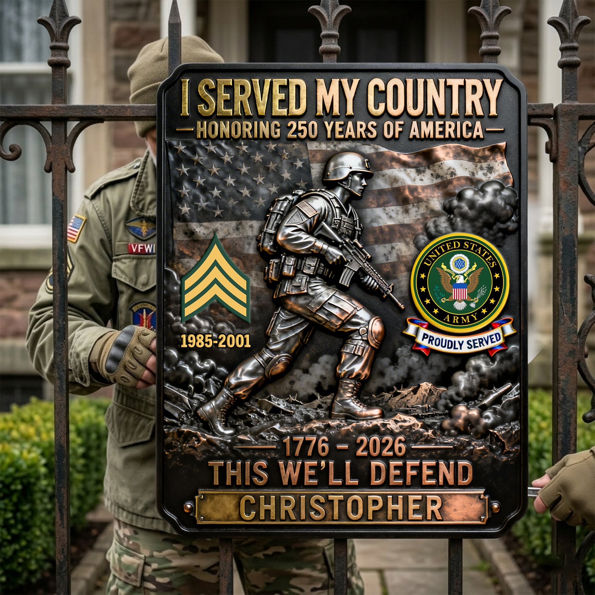 I Served My Country - Honoring 250 Years of America - Personalized Metal Sign Gift for Veterans Metal Signs PopCulturePrints