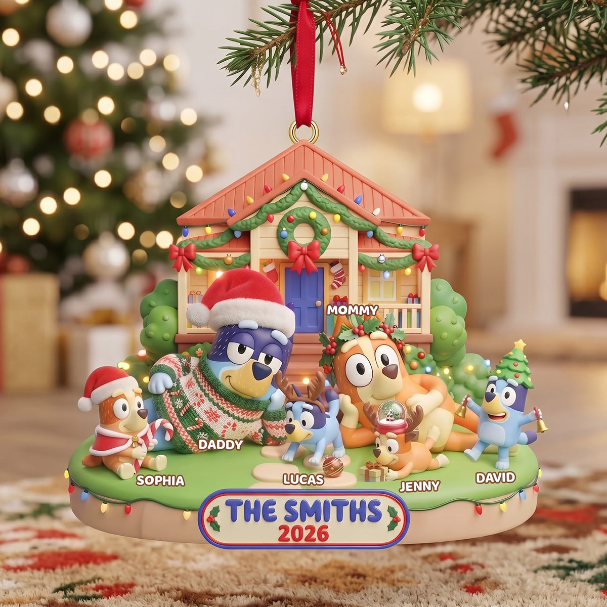 “Bringing Family Together: Cozy Family Christmas Ornament - Personalized Gift for Christmas Lovers!”