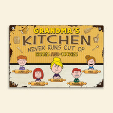 Load image into Gallery viewer, Personalized Grandma&#39;s Kitchen Metal Sign - Custom Cartoon Family Characters
