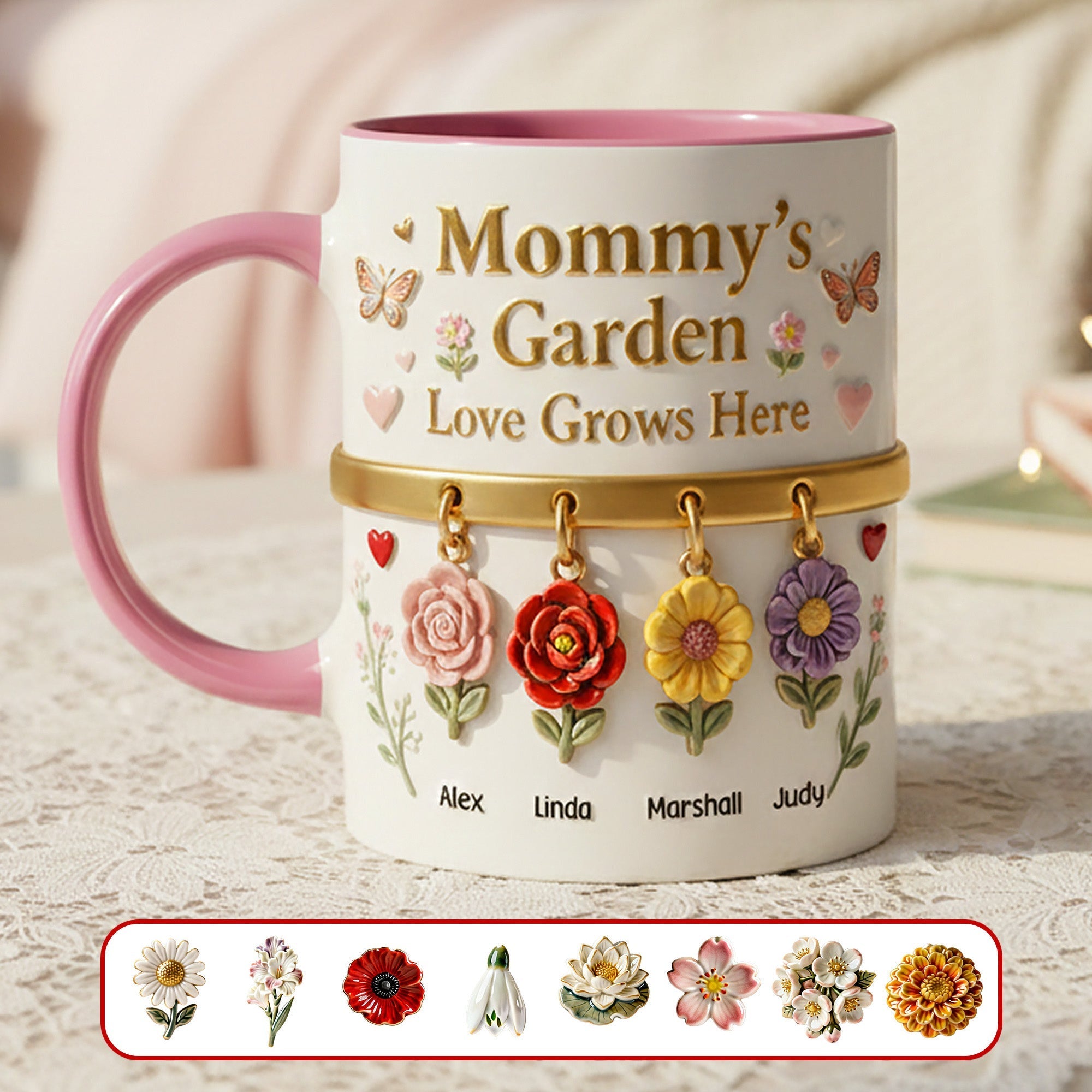 Mom's Floral Garden Coffee Accent Mug - Personalized Gifts for Mom and Grandma Coffee Mug PopCulturePrints