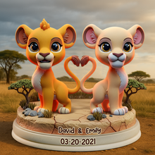 Load image into Gallery viewer, “Together we Roar” - Lion Couple Acrylic Plaque - Personalized Gift for Couples, Anniversary, Engagement Shaped Plaques PopCulturePrints
