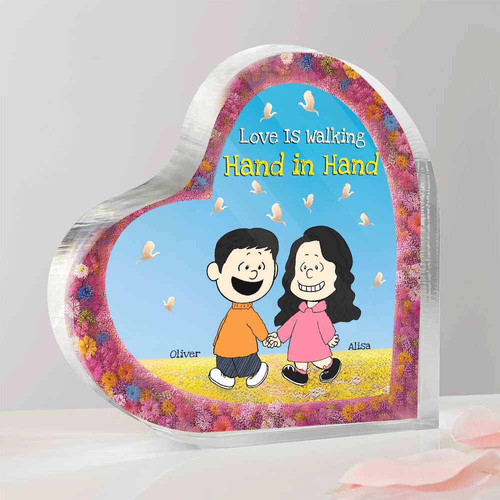 Personalized Heart Plaque for Couples - Love Hand in Hand Shaped Plaques PopCulturePrints