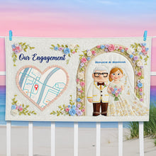 Load image into Gallery viewer, Our Engagement Beach Towel - Personalized Gift for Couples Beach Towel PopCulturePrints

