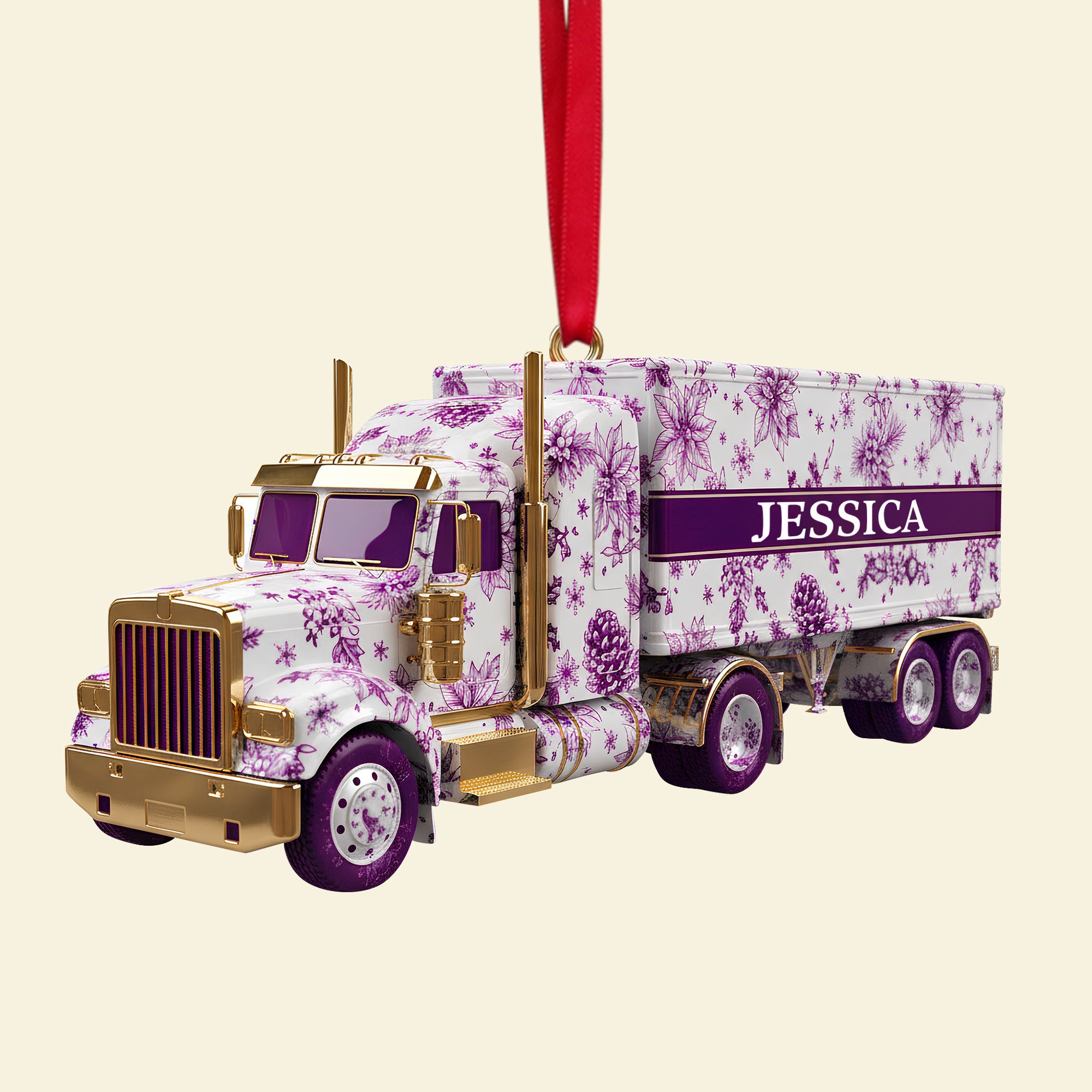 Celebrate the Journey: Elegant Semi Truck Ornament - Personalized Gifts for Truckers Ornament PopCulturePrints