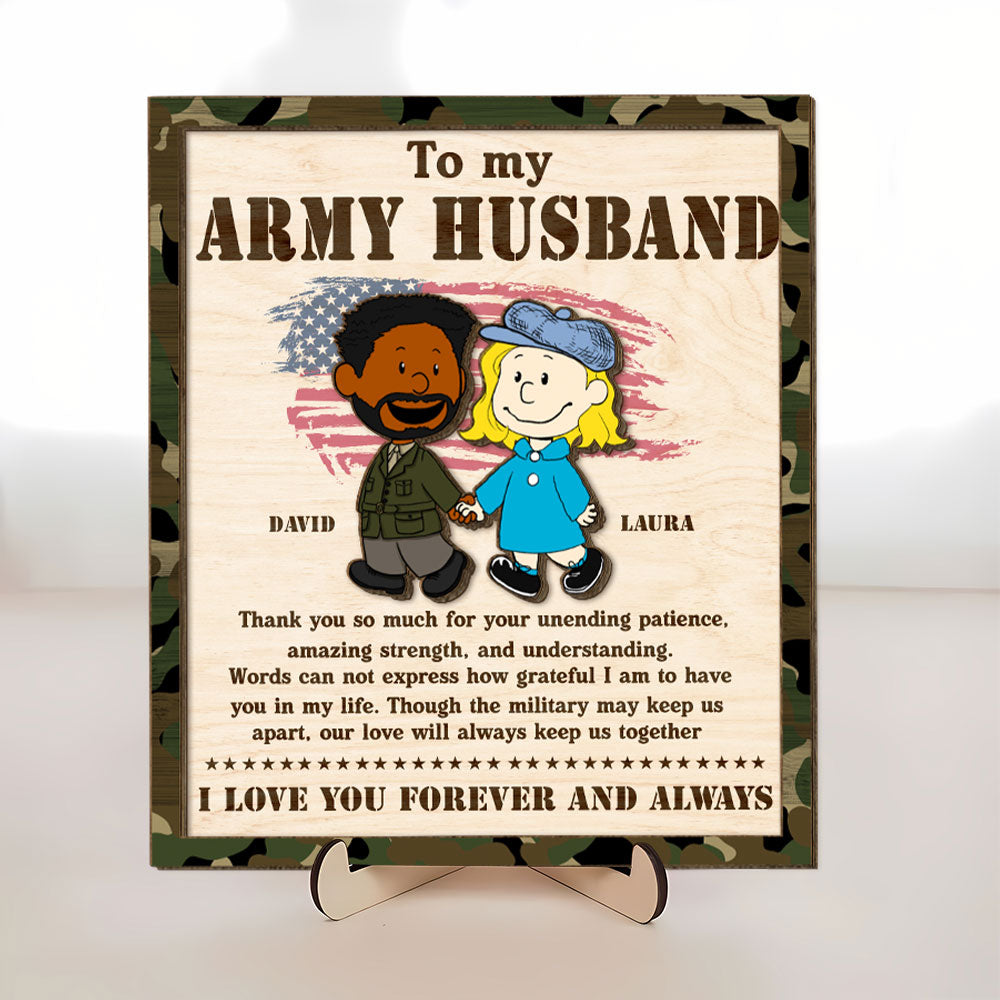 To My Army Wife - Personalized Wood Sign - Unique Gifts for Veterans & Military Couples Wood Sign PopCulturePrints