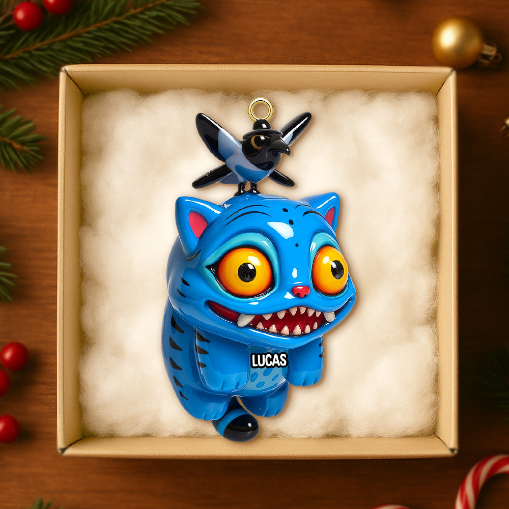 Embrace the Whimsy: Blue Mischief Cat Acrylic Ornament - Personalized Christmas Gift for Cat Lovers and Friends Ornament PopCulturePrints