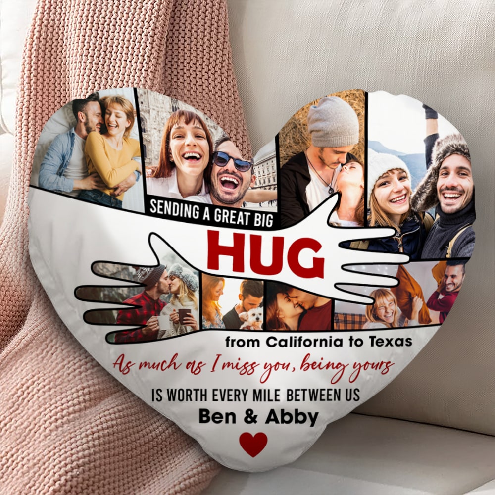 Personalized Heart-Shaped Hug Pillow for Couples Pillow PopCulturePrints