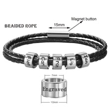 Load image into Gallery viewer, Custom Family Name Braided Leather Bracelet for Dad Bracelets PopCulturePrints
