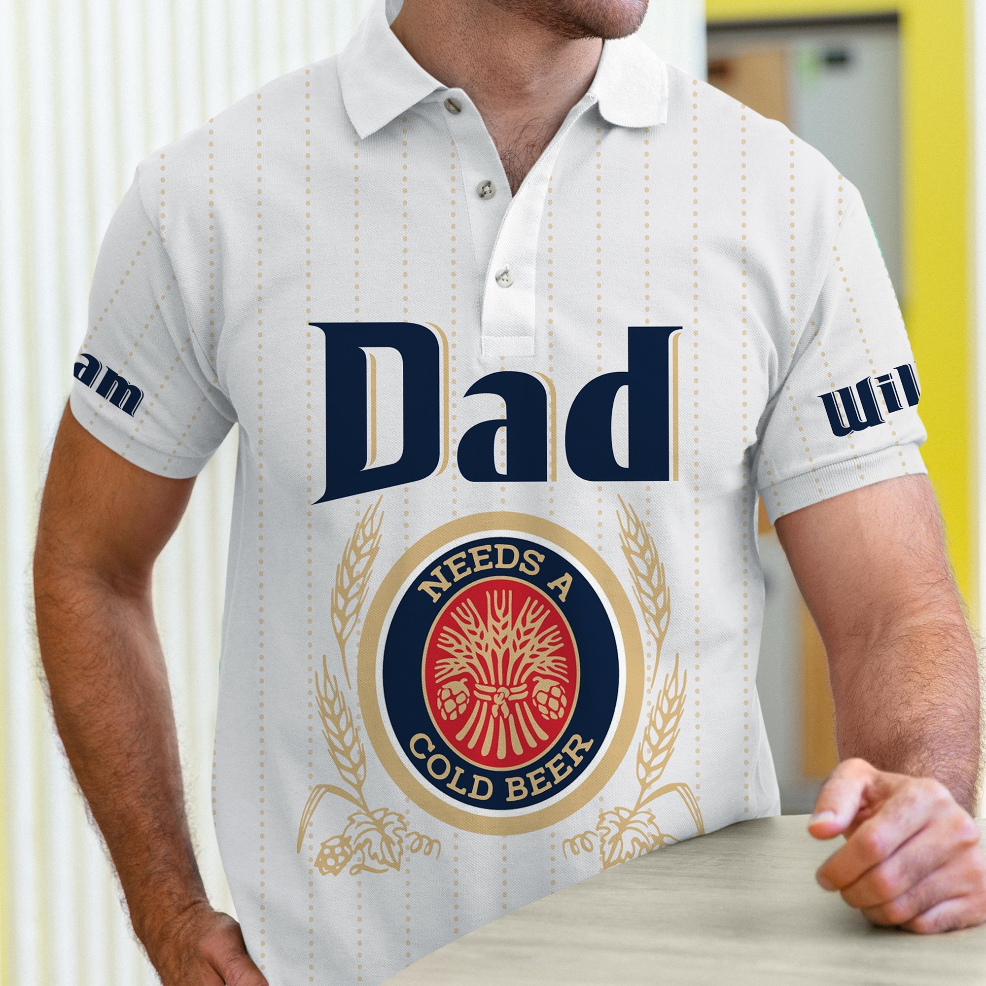 Custom Dad's 3D Polo Shirt - 'Needs a Cold Beer' Polo Shirts PopCulturePrints
