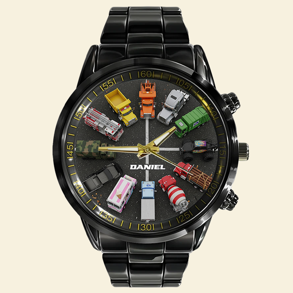 “Drive Your Passion!” - Mighty Trucks Men's Watch - Personalized Gifts for Truck Lovers Men's Watch PopCulturePrints