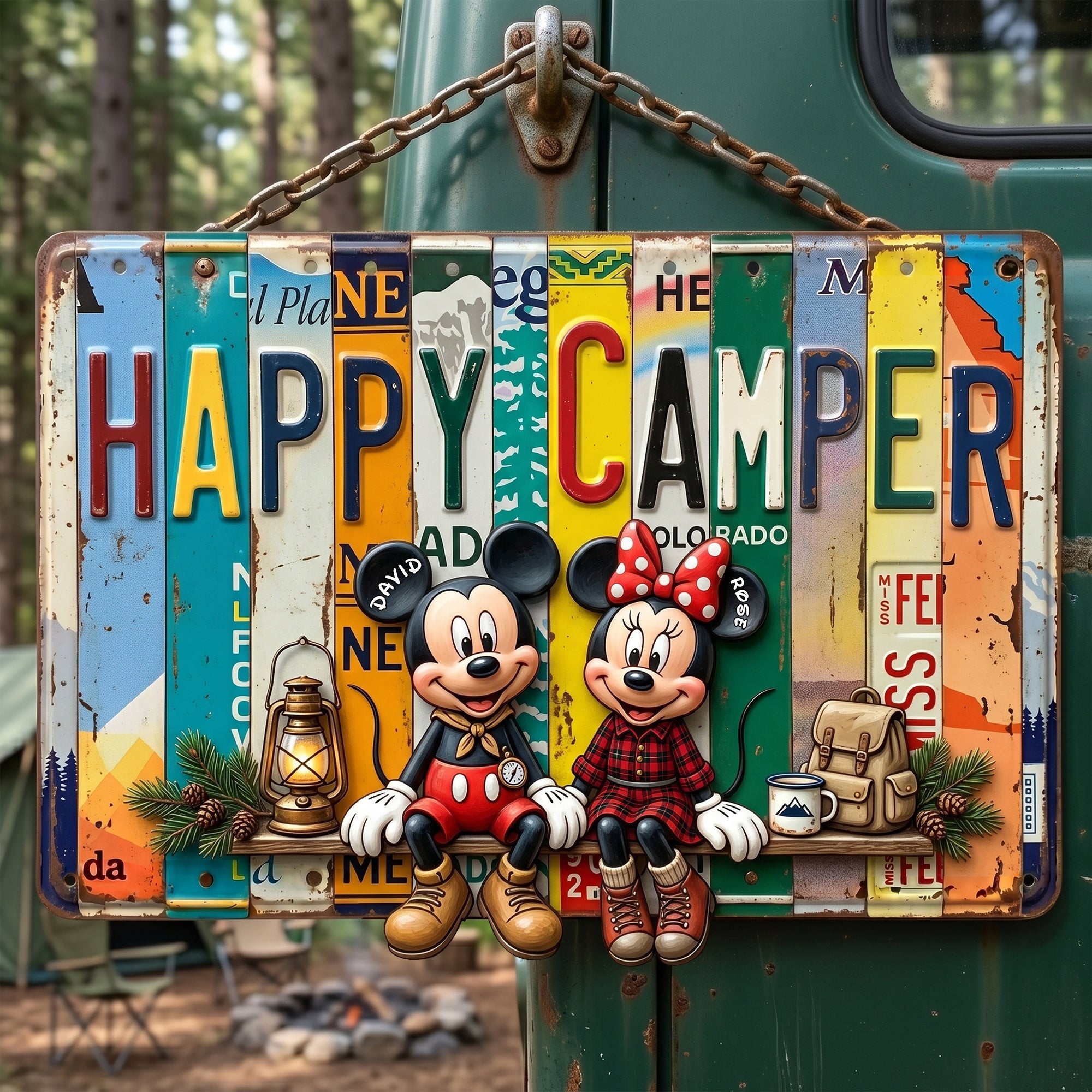 Happy Camper Metal Sign - Personalized Gifts for Couples