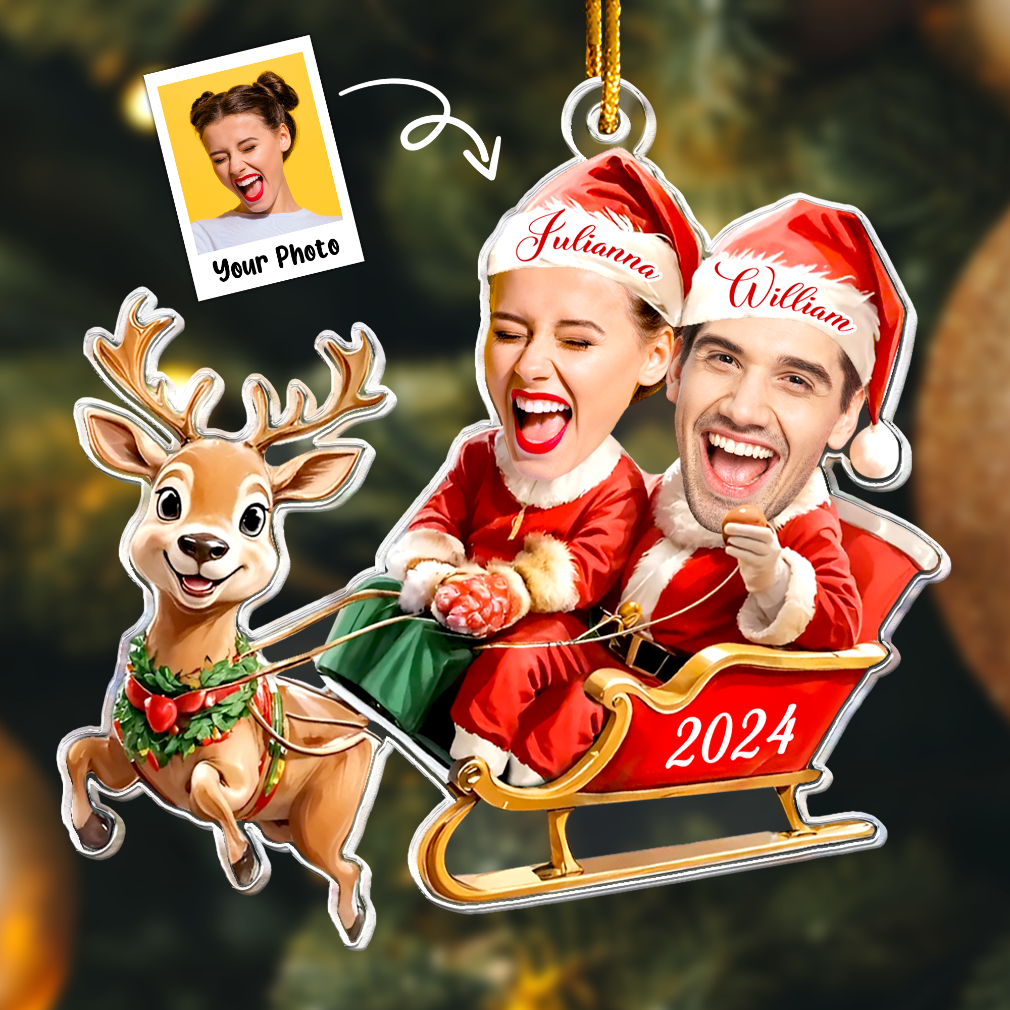 Personalized Couple Funny Acrylic Photo Ornament - Perfect Gift for Any Occasion Custom Shaped Acrylic Ornament PopCulturePrints