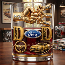 Load image into Gallery viewer, "Best Dad Ever" - Personalized Muscle Car Dad Round Glass - Unique Gift for Dads and Grandpas Glass PopCulturePrints
