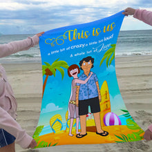 Load image into Gallery viewer, Custom Couples Beach Towel - Unique Personalized Valentine's Day Gifts | This Is Us Beach Towel PopCulturePrints
