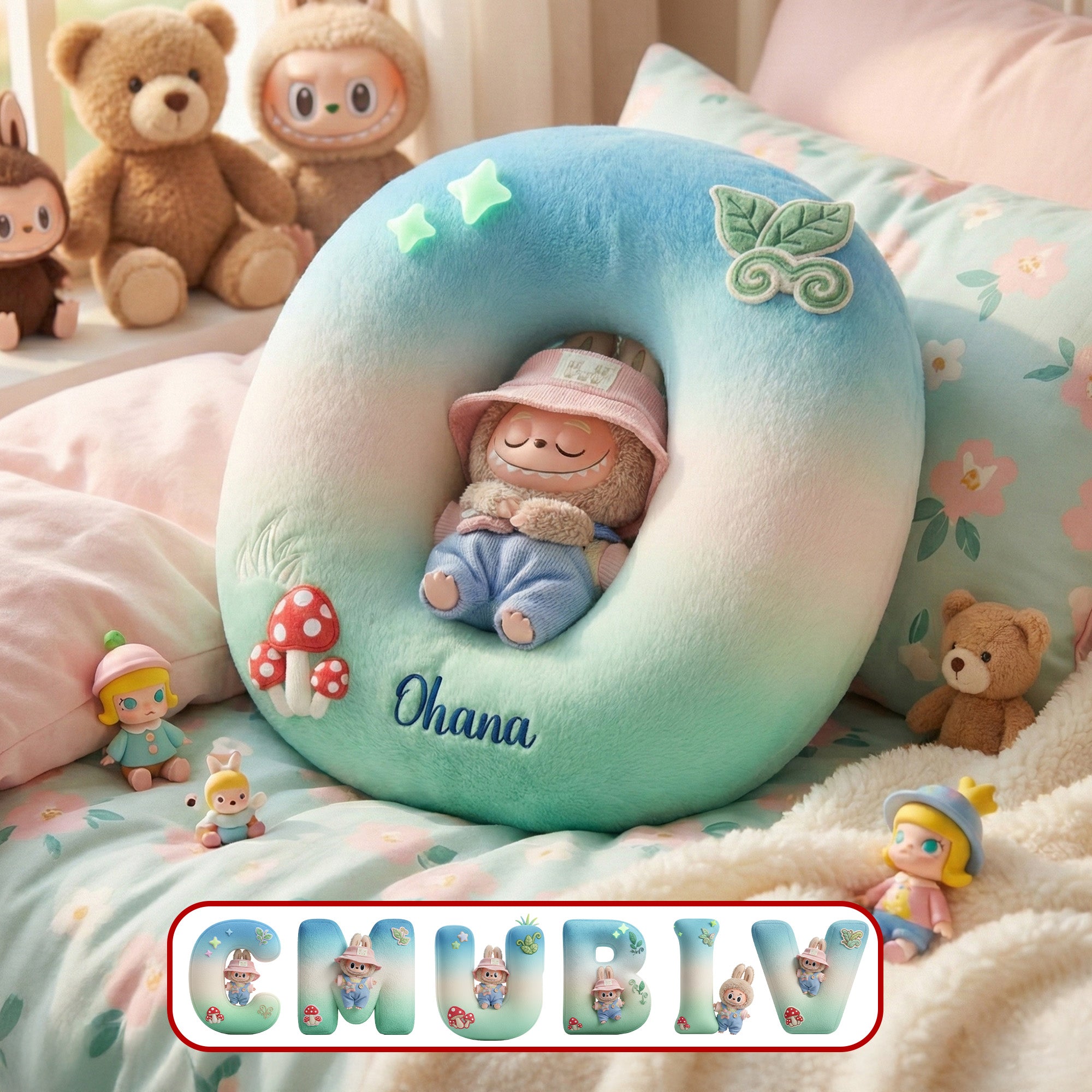 Cute Monster Pillow - Personalized Kids Gift for a Special Touch Pillow PopCulturePrints