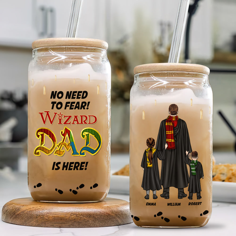 Personalized Wizard Dad Glass Can - Magic Family Gift