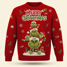 Load image into Gallery viewer, Merry Grinchmas Family Sweater - Personalized Ugly Christmas Sweater for Family and Friends AOP Products PopCulturePrints
