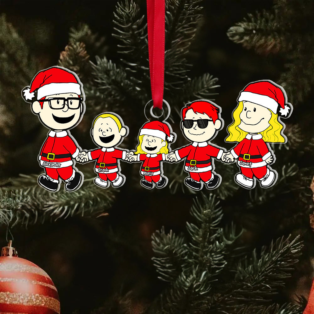 Customized Family Christmas Ornament - Cartoon Style