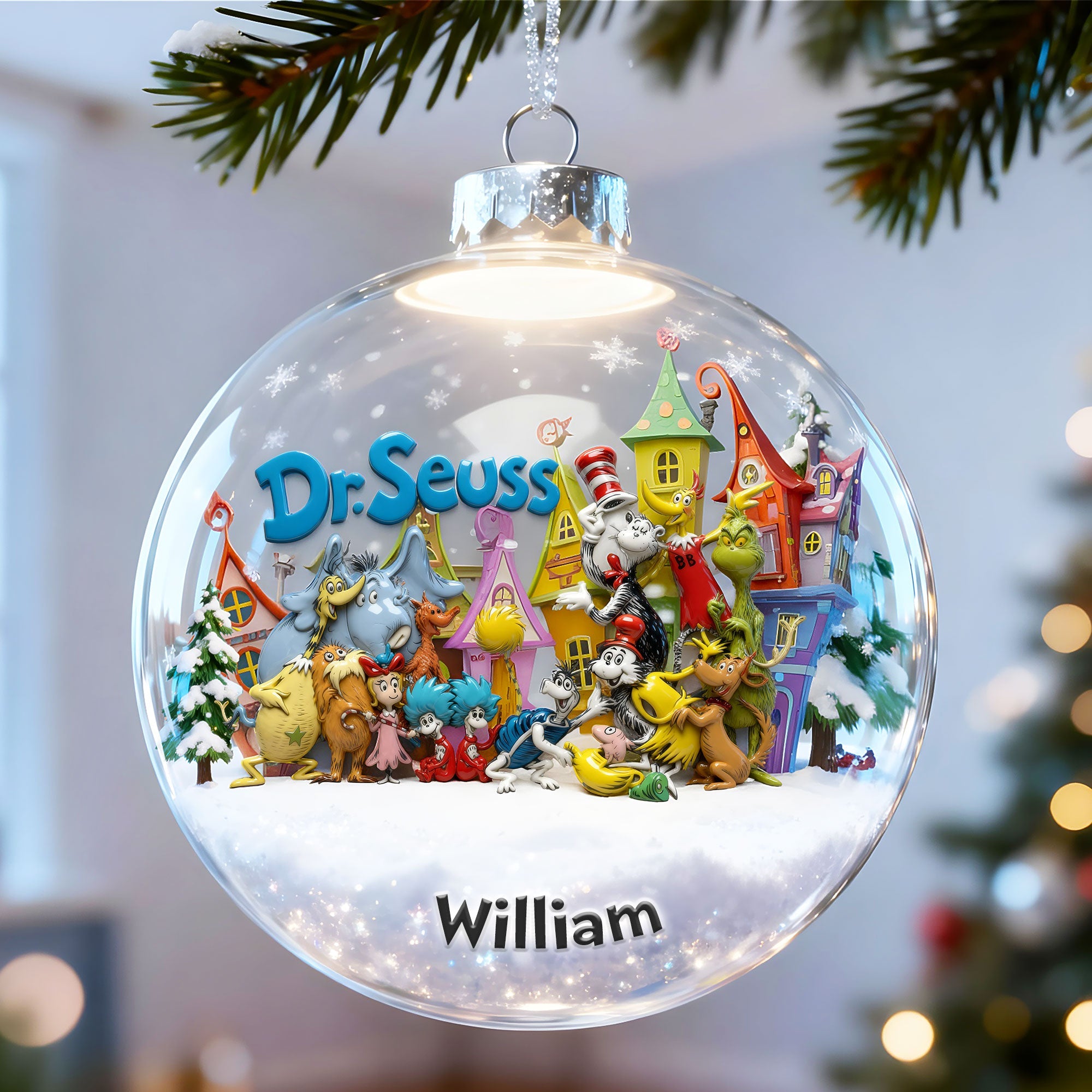 Celebrate Whimsy: Personalized Dr. Seuss Children’s Book Ornament – Perfect Gift for Kids and Fans Ornament PopCulturePrints