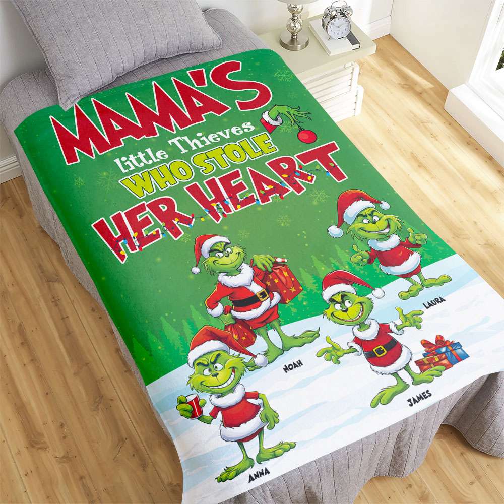 Personalized Christmas Blanket for Mama - Little Heart Thieves Blanket PopCulturePrints