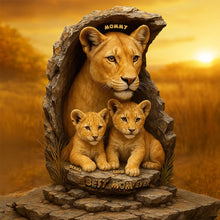 Load image into Gallery viewer, “Best Mom Ever” - Personalized Little Cubs &amp; Lion Mom Plaque - Unique Mother’s Day Gift for Moms, Grandmas, and More Shaped Plaques PopCulturePrints
