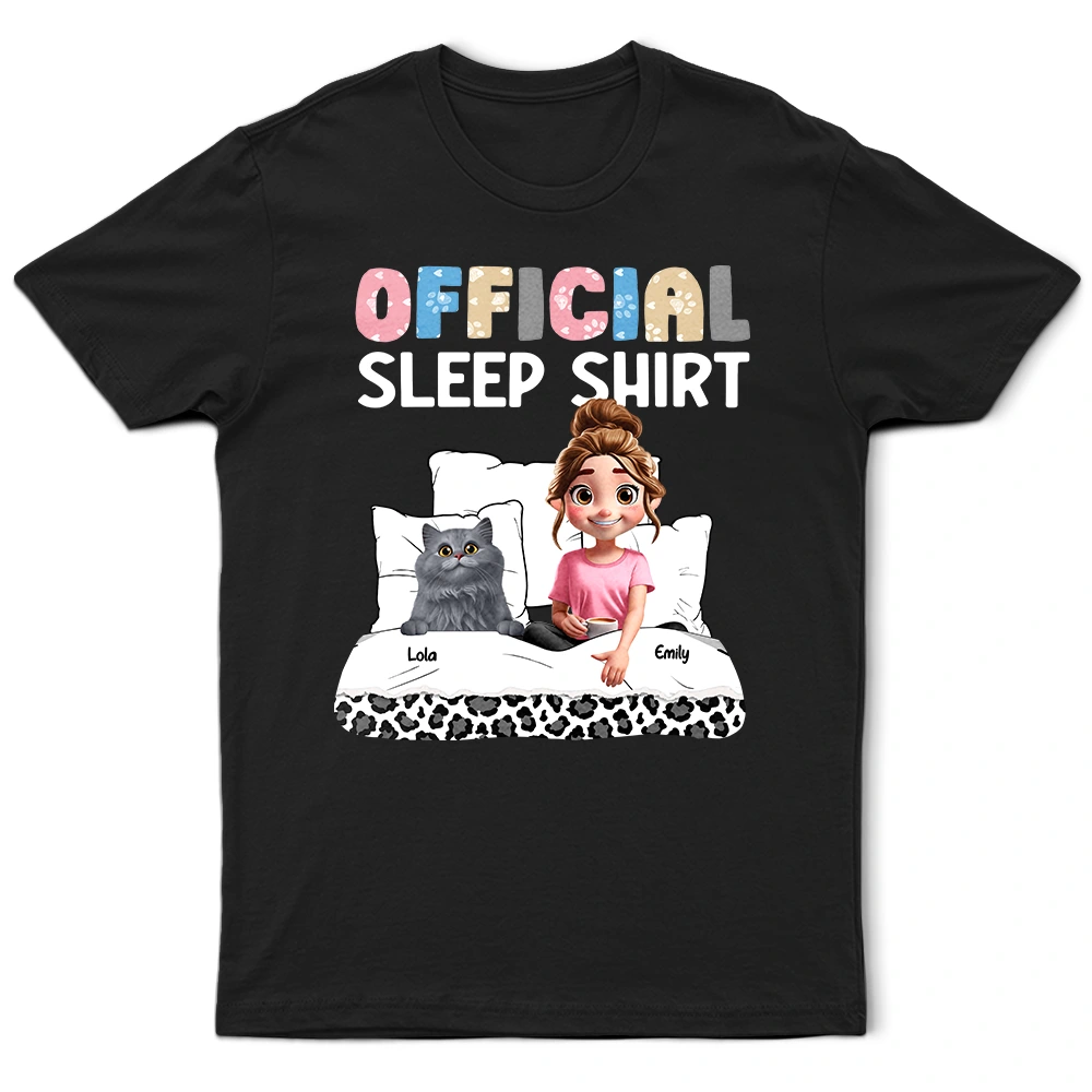 "Every Cat Mom Needs This – Personalized Sleep Shirt for Cat Lovers" T-shirt PopCulturePrints