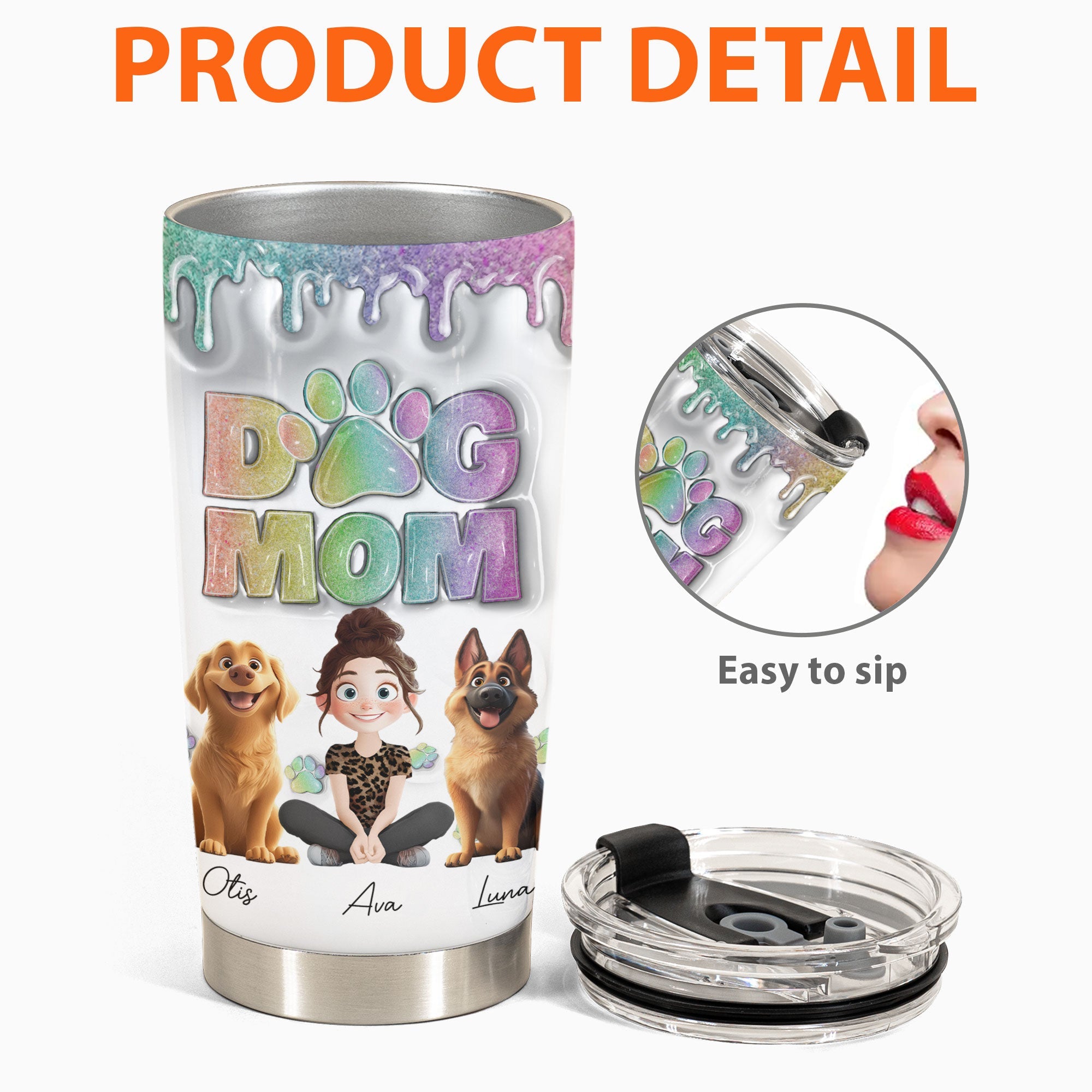 “Paw-sitively Pawesome!” - Lovely Dog Mom Cartoon Personalized Tumbler Cup - Custom Gift for Dog Lovers and Pet Moms Tumbler Cup PopCulturePrints