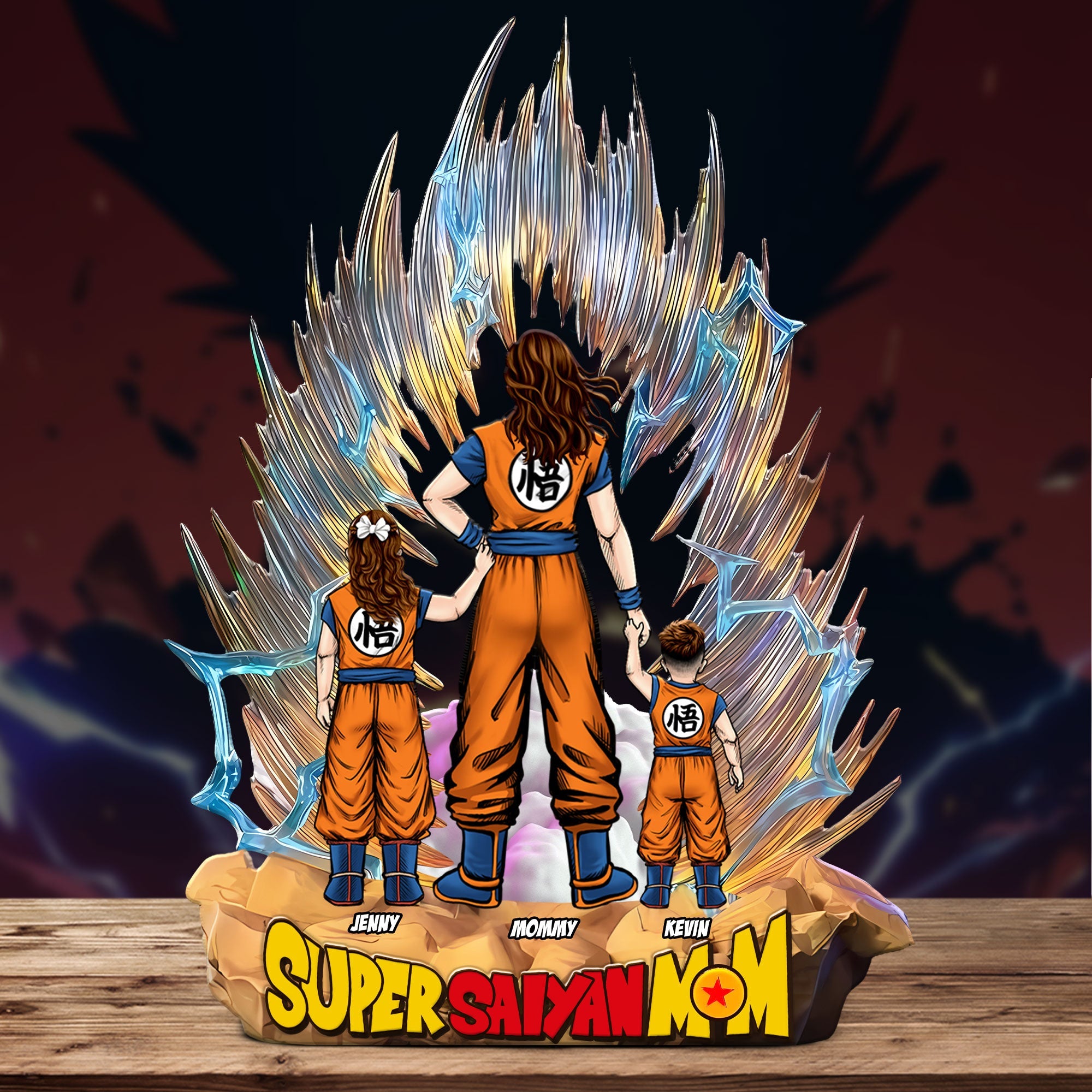 "Empower Her with the Power of Love!" - Personalized Super Saiyan Mom Plaque - Custom Gift for Mom, Grandma, and Special Women Shaped Plaques PopCulturePrints