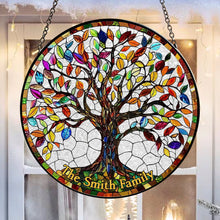 Load image into Gallery viewer, Personalized Family Tree Stained Glass Window Hanging
