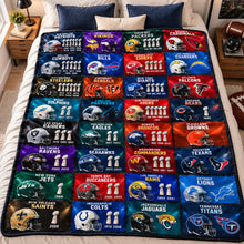 Load image into Gallery viewer, “Show Your Team Spirit!” - Professional Team Helmets Arranged In A Grid Pattern Blanket - Personalized Sport Gift for Fans Blanket PopCulturePrints
