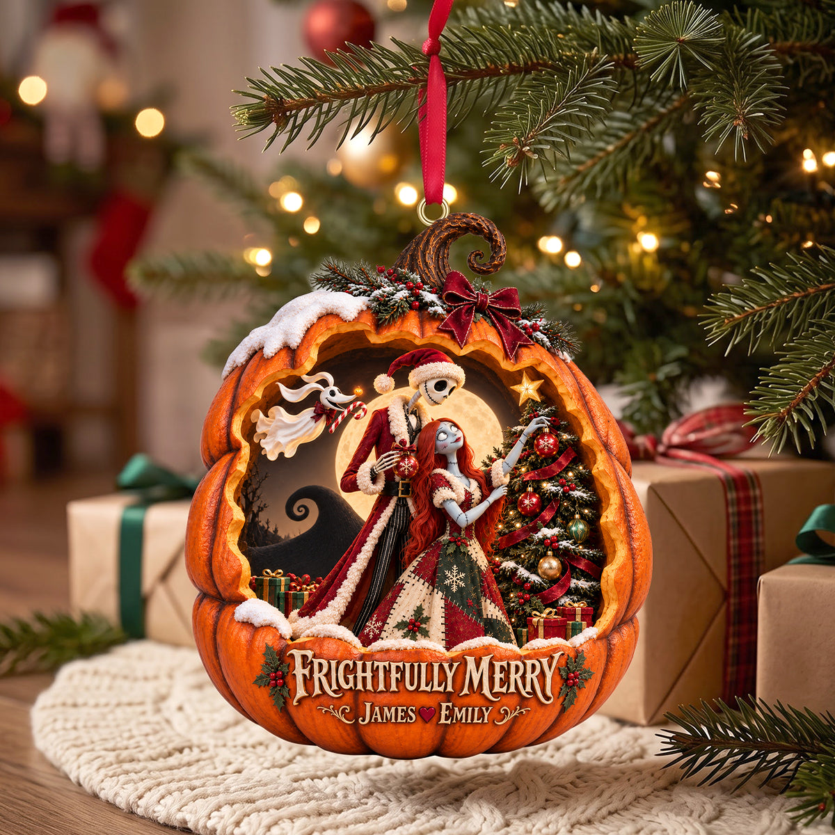 Spooky Couple Acrylic Ornament - Personalized Gifts For Couple 04hatn081026 Ornament PopCulturePrints
