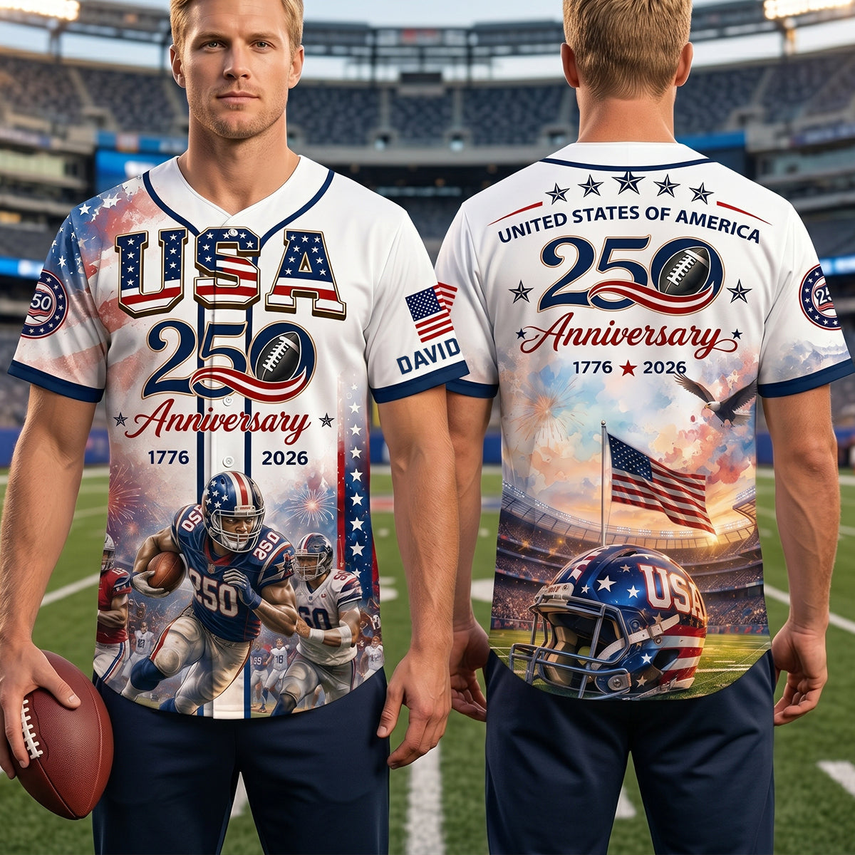 Celebrate America: Customizable Football Jersey - Perfect Gift for Football Fans