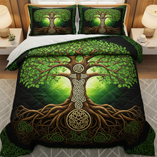 Load image into Gallery viewer, “Embrace Nature’s Spirit” - Personalized Tree Of Life Quilt Bedding Set - Custom Gift for Nature Lovers, Home Decor Enthusiasts, and Special Occasions Blanket PopCulturePrints

