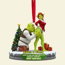 Load image into Gallery viewer, Cheeky Kisses Couple Ornament - Personalized Gift for Couples Ornament PopCulturePrints
