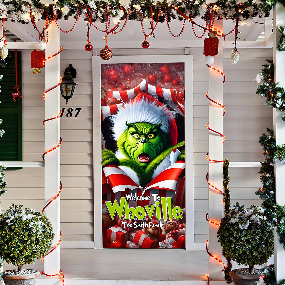 Personalized Christmas Door Cover - Welcome to Whoville (Your Family Name)