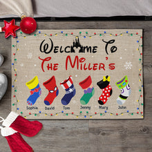 Load image into Gallery viewer, Personalized Family Socks Welcome Door Mat Doormat PopCulturePrints
