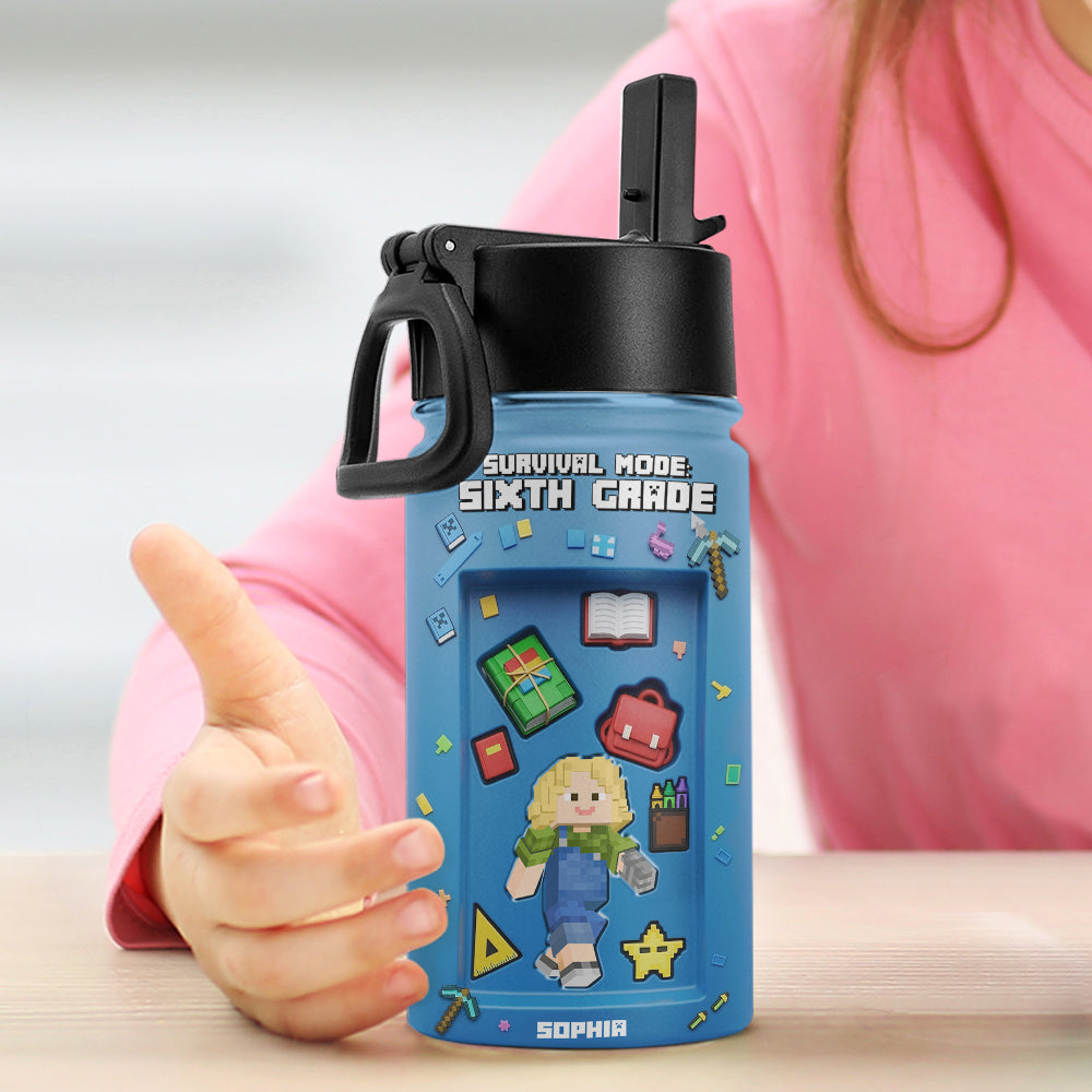 “Stay Hydrated in Style!” - Pixel Style School Survival Kid Tumbler - Personalized Gift for Kids Tumbler Cup PopCulturePrints