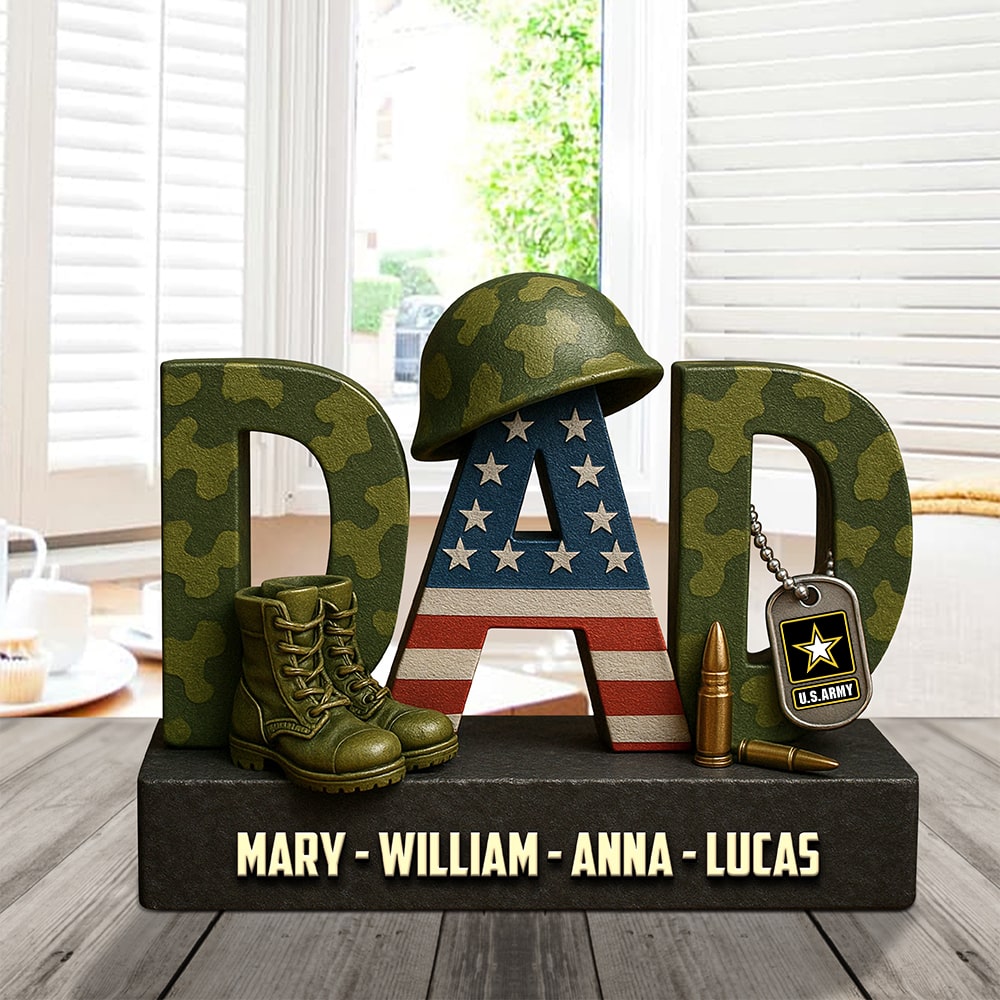 Custom Military Logo Gifts for Veteran Dad - Personalized Tribute from Family Shaped Plaques PopCulturePrints