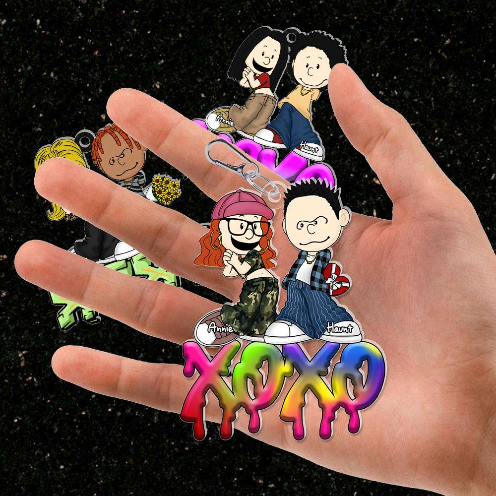 Y2K Style Cartoon Couple Keychain - Personalized Gifts for Couples Keychains PopCulturePrints