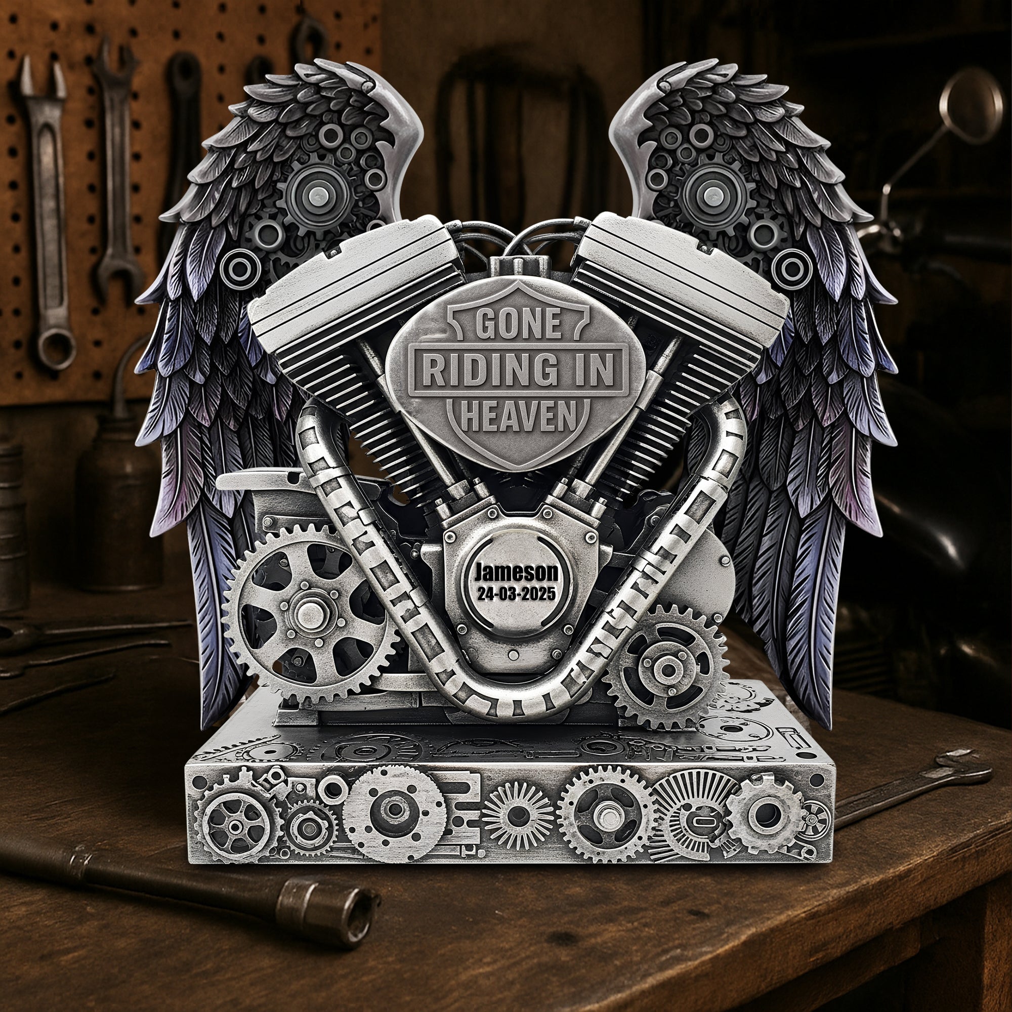Gone Riding in Heaven - Personalized Acrylic Plaque for Bikers Shaped Plaques PopCulturePrints