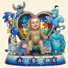 Load image into Gallery viewer, "Celebrate Uniqueness with Ausome Gang" - Custom Acrylic Plaque Gift for Autism Kids Shaped Plaques PopCulturePrints
