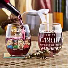 Load image into Gallery viewer, Partners in Crime - Personalized Stemless Wine Glass for Besties Wine Glass PopCulturePrints
