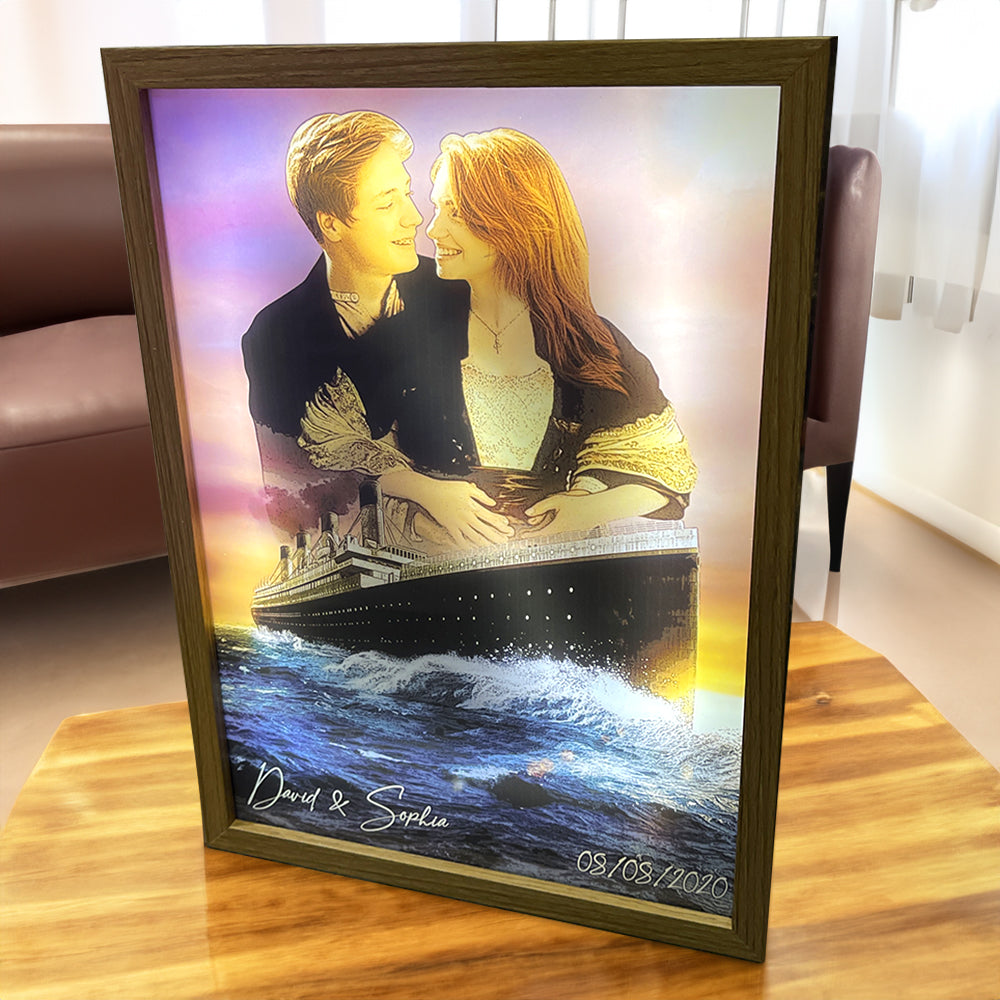 Personalized Couple Light Frame - Titanic Inspired Gift Light Picture Frame PopCulturePrints