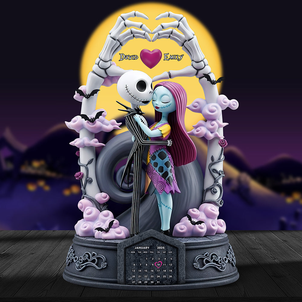 Spooky Love: A Heartfelt Embrace - Personalized Acrylic Plaque for Couples Shaped Plaques PopCulturePrints