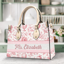 Load image into Gallery viewer, Personalized Classic Toile Pattern Leather Bag – A Meaningful Gift for Teachers, Friends, and Loved Ones Leather Bag PopCulturePrints
